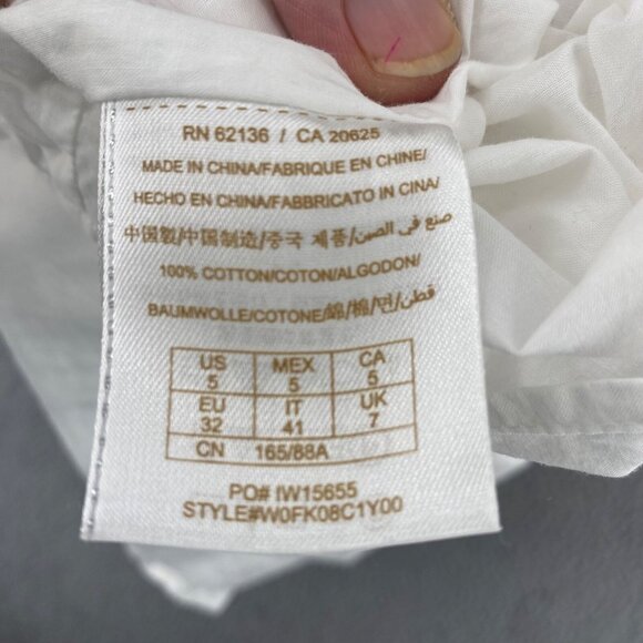 Guess Dress Womens 5 White Sundress Smocked Waist Pleated Mini Spaghetti Straps - Picture 7 of 12